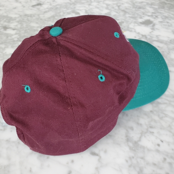 Vintage Anaheim MIGHTY DUCKS NHL Hockey SnapBack Cap Hat MAROON Green - Picture 2 of 6